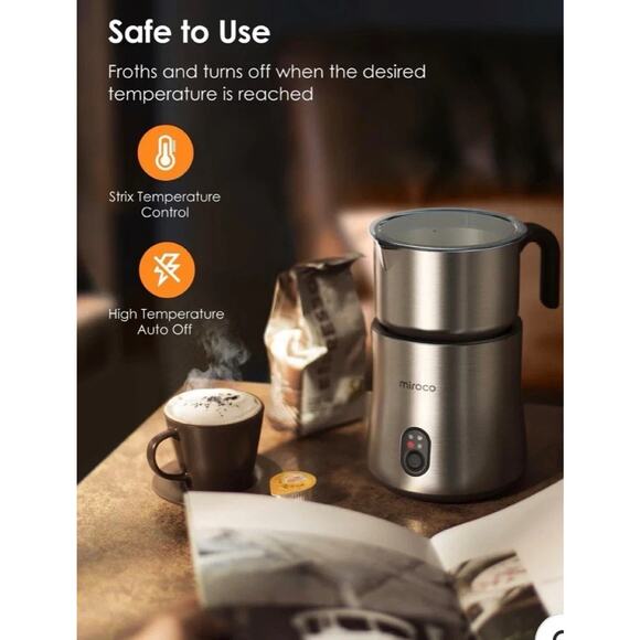 Miroco Automatic-Milk Frother MI-MF005 4 In 1 Stainless Steel Silver 16.9oz - Picture 6 of 6